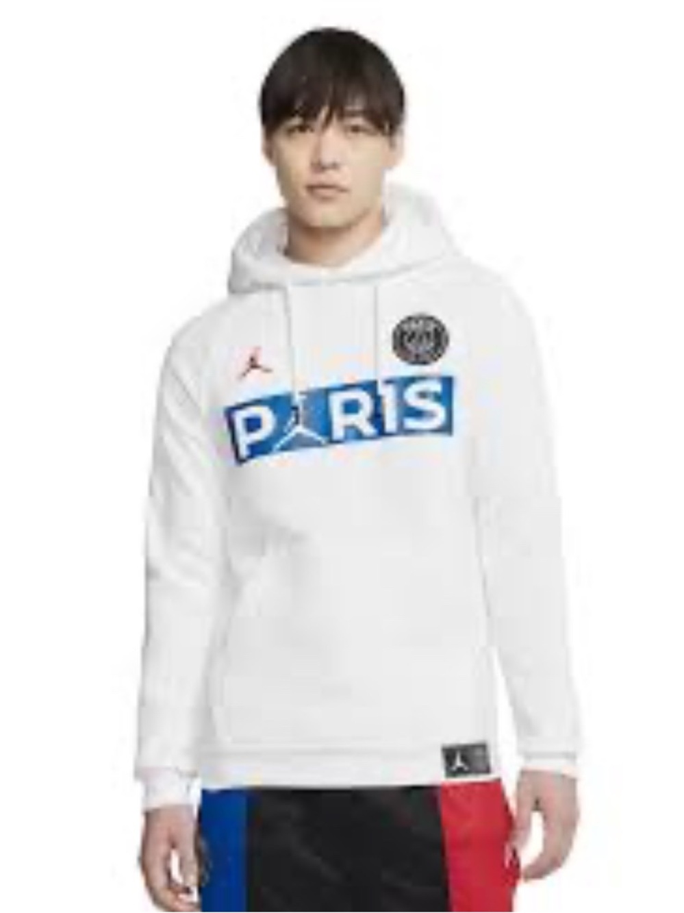 Jordan Paris Saint Germain White Hoodie Kangaroo Pocket Logo Men’s M BQ8350-100